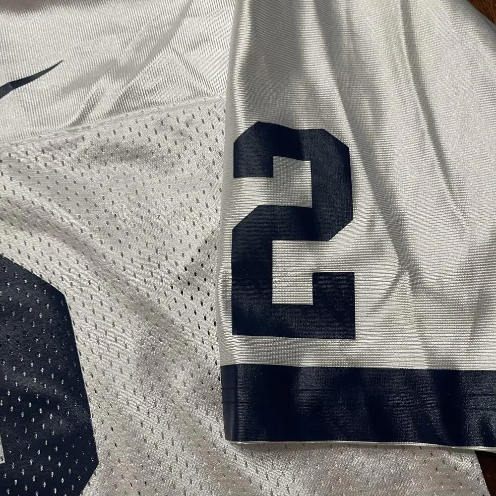 Nike Team Authentic Football Jersey Mens Large White Navy #12 Mesh V Neck